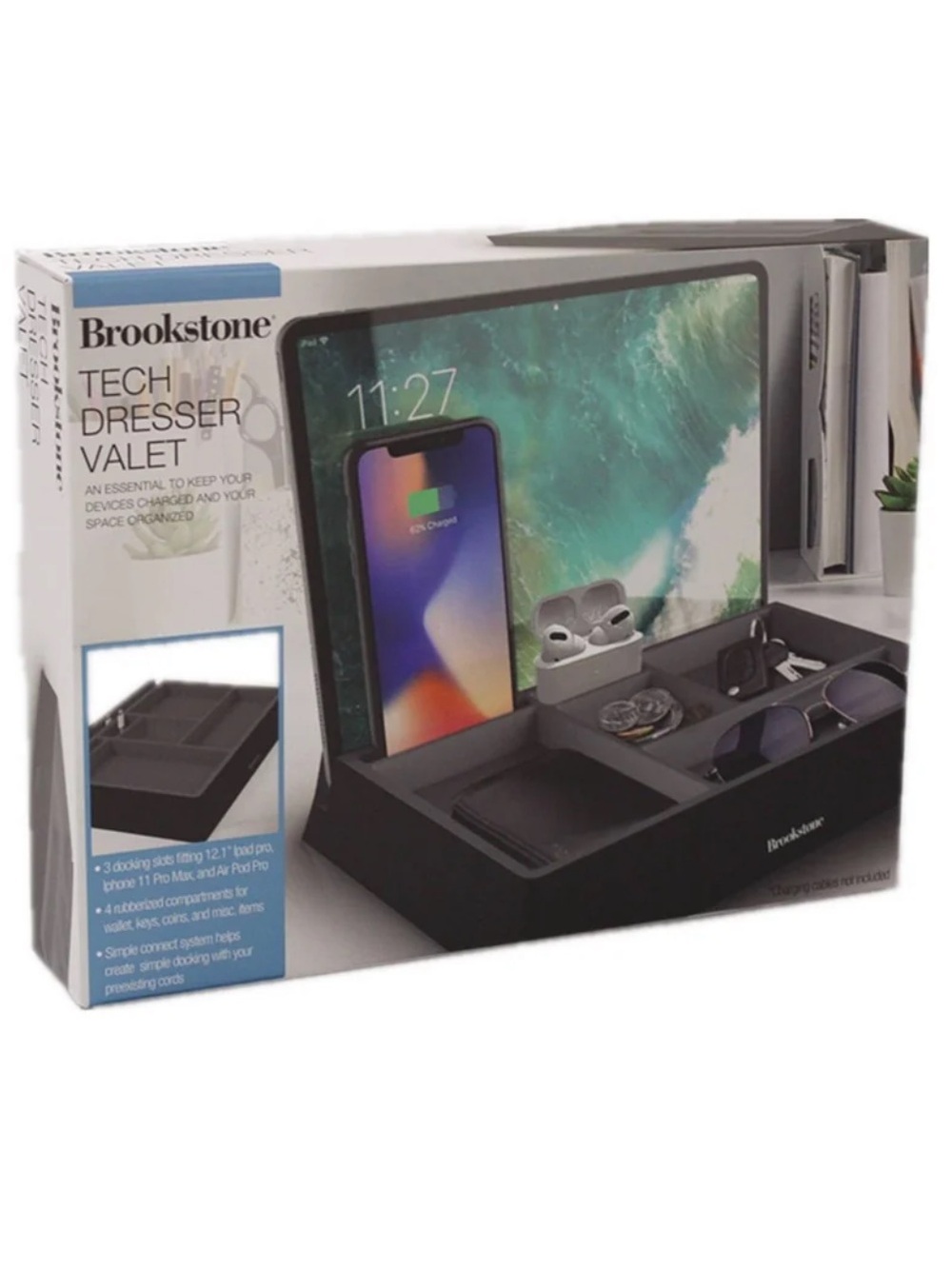 Brookstone Tech Dresser Valet Organizer - Black